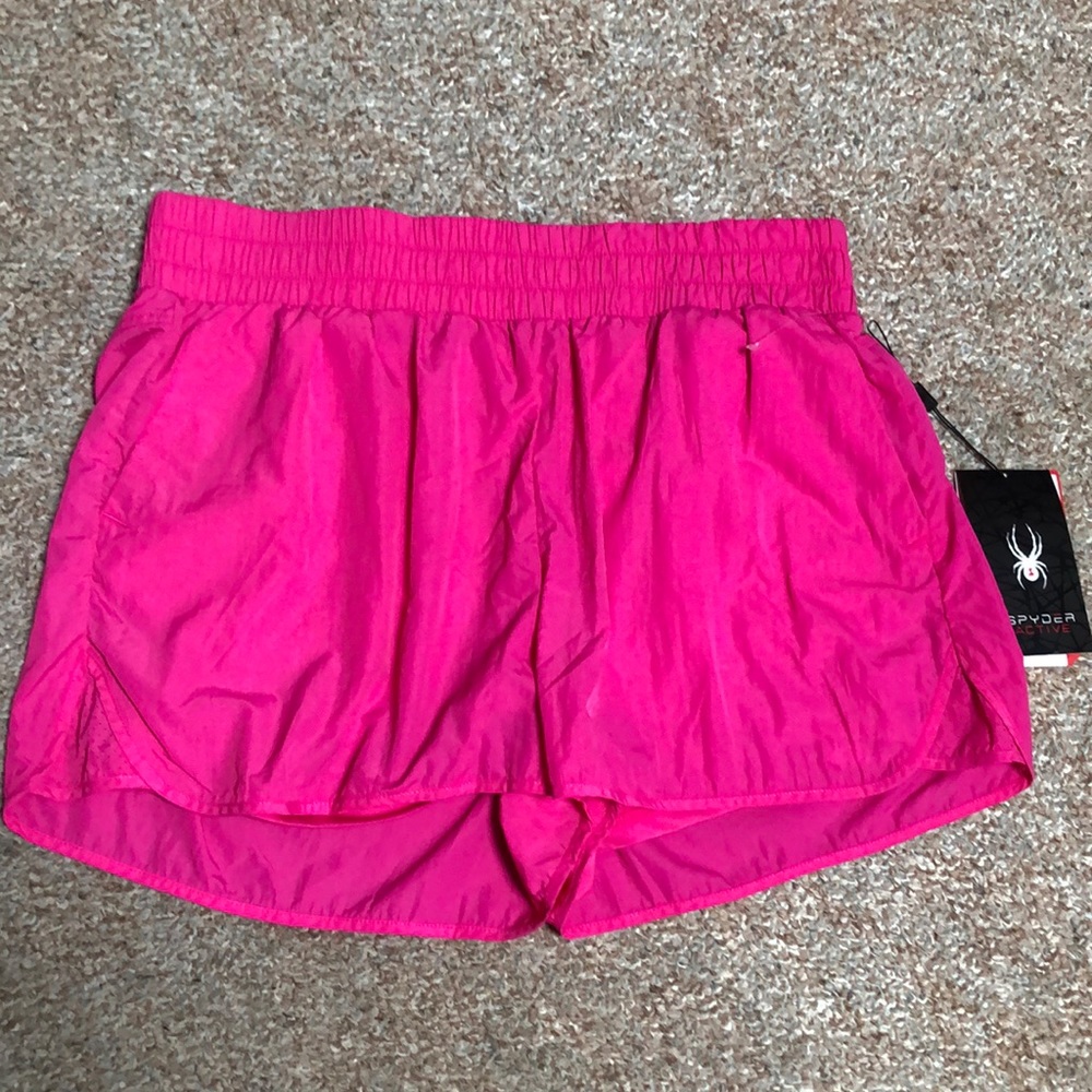 Spyder Active Woman’s Nylon Athletic/ Work out shorts Hot Pink size XL